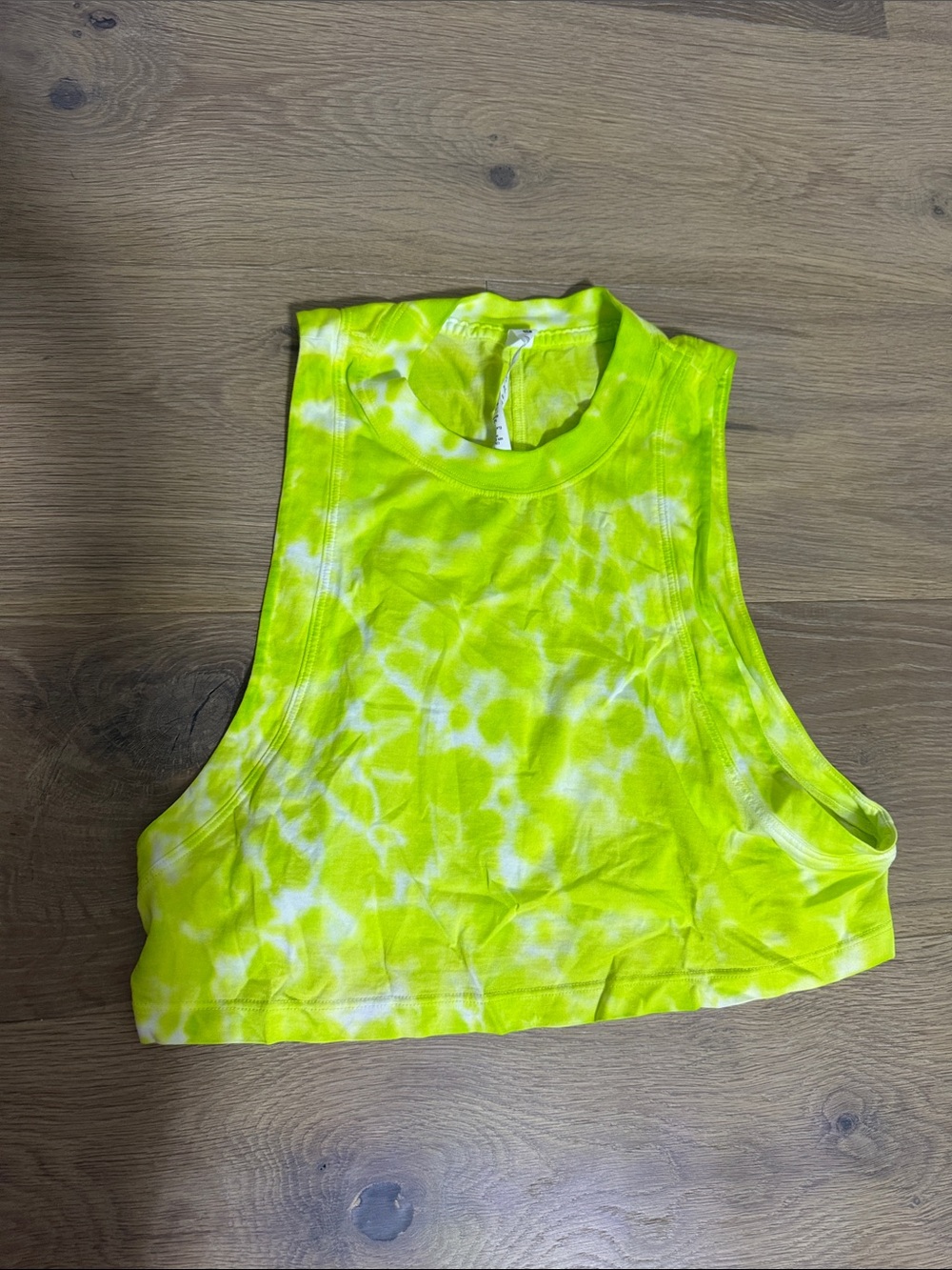 lululemon athletica Neon Yellow & White Tie-Dye Crop Tank